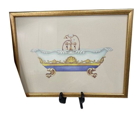 Vtg Pair of Framed Prints of Victorian-style Bathtubs by Artist Consuelo Gamboa - Picture 7 of 9